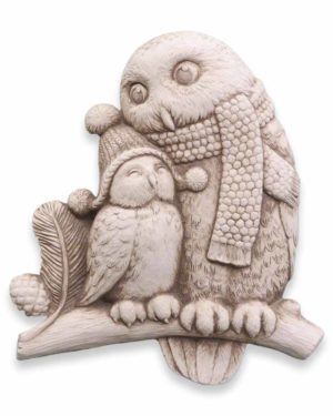 Cast Stone Plaque Featuring Owls Snowy Owls